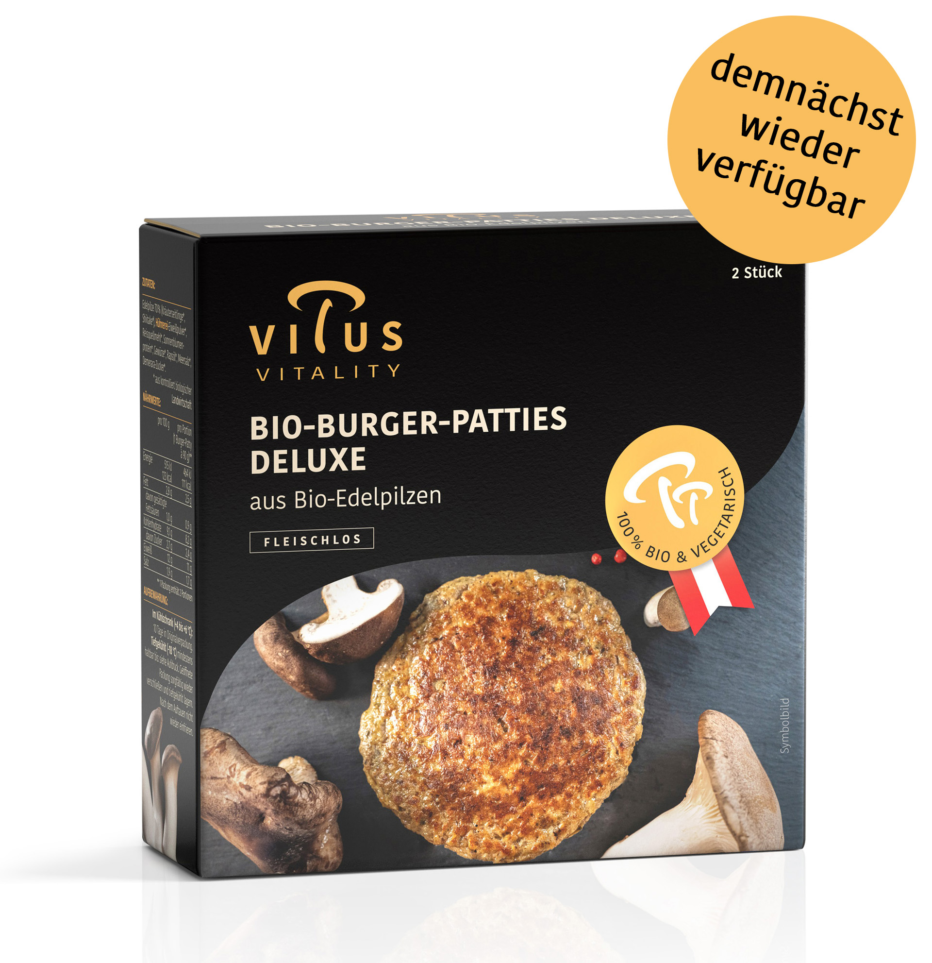 Bio-Burger-Patties Deluxe, aus Bio-Edelpilzen - 180 g (2 Stück)