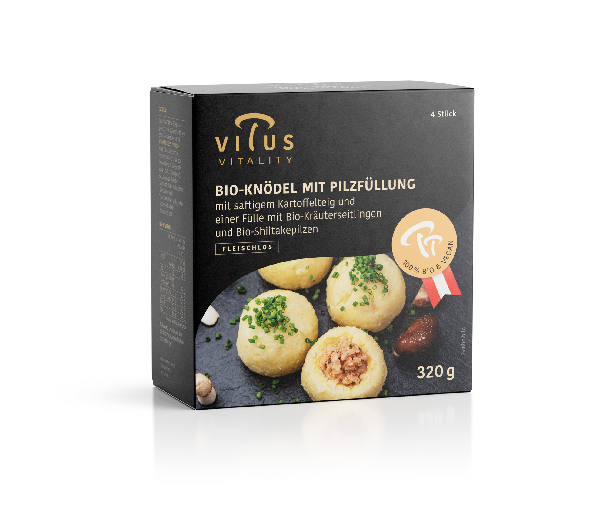 Bio Knödel mit Pilzfüllung (4 Stück, 320g) 